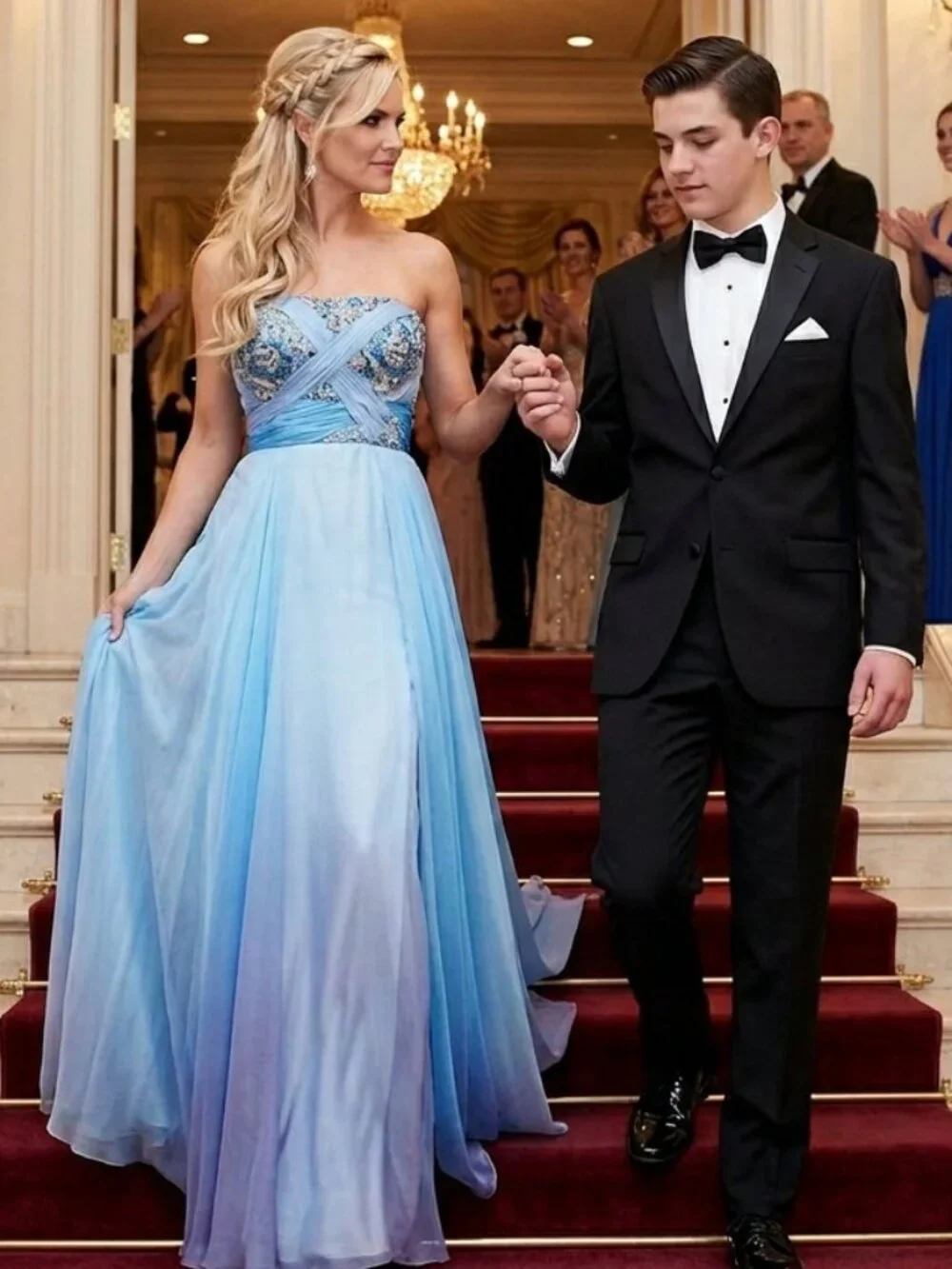 SHERRI HILL gown chiffon beaded pageant prom formal hoco dress - 6 - Picture 1 of 4